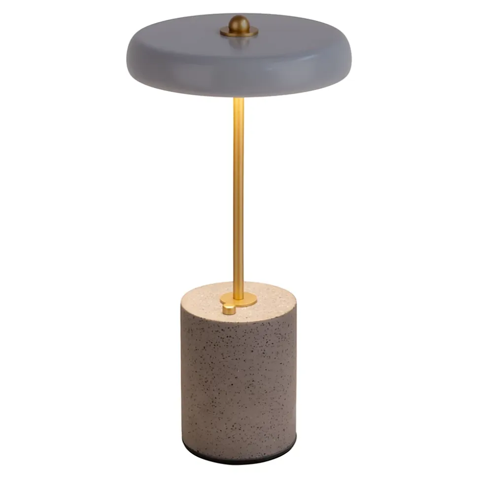 Lampe de table à accu 'SETA' grise 30 cm de haut en métal et béton, avec LED fixe
