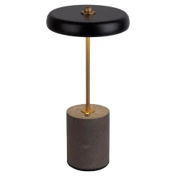 Lampe de table à accu 'SETA' noire hauteur 30 cm en métal et béton, avec LED fixe