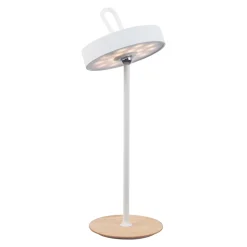 Lampe de table LED à accu magnétique pour l'extérieur et l'intérieur, en métal et plastique blanc, hauteur 36 cm