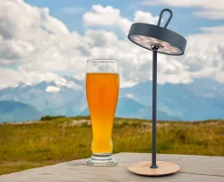 Lampe de table LED à accu magnétique pour l'extérieur et l'intérieur, en métal et plastique gris, hauteur 36 cm