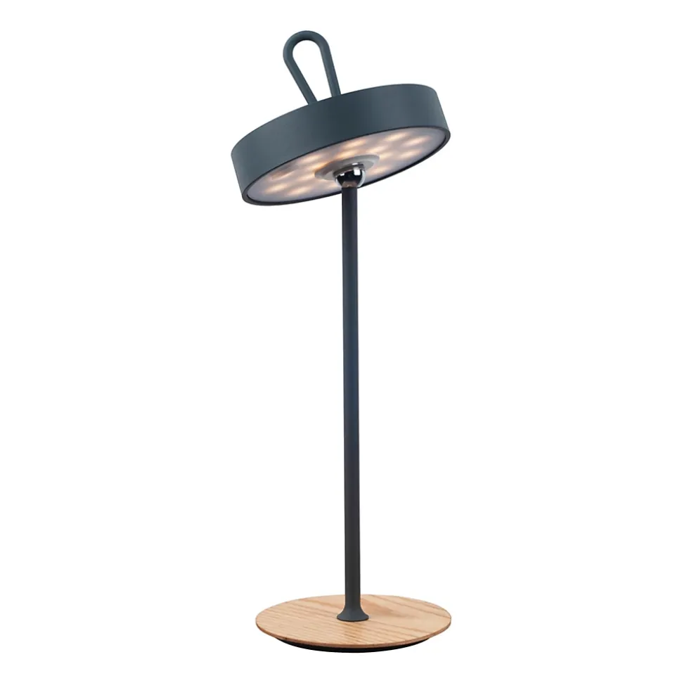 Lampe de table LED à accu magnétique pour l'extérieur et l'intérieur, en métal et plastique gris, hauteur 36 cm