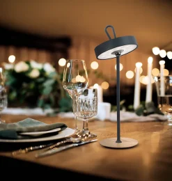 Lampe de table LED à accu magnétique pour l'extérieur et l'intérieur, en métal et plastique gris, hauteur 36 cm