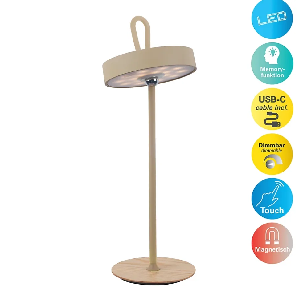 Lampe de table LED à accu magnétique pour l'extérieur et l'intérieur, en métal et plastique en givre , hauteur 36 cm