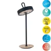 Lampe de table LED à accu magnétique pour l'extérieur et l'intérieur, en métal et plastique noir, hauteur 36 cm