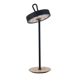 Lampe de table LED à accu magnétique pour l'extérieur et l'intérieur, en métal et plastique noir, hauteur 36 cm