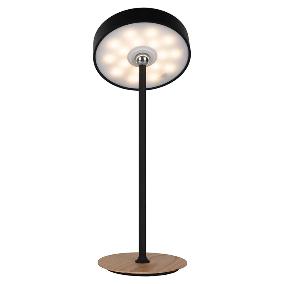 Lampe de table LED à accu magnétique pour l'extérieur et l'intérieur, en métal et plastique noir, hauteur 36 cm
