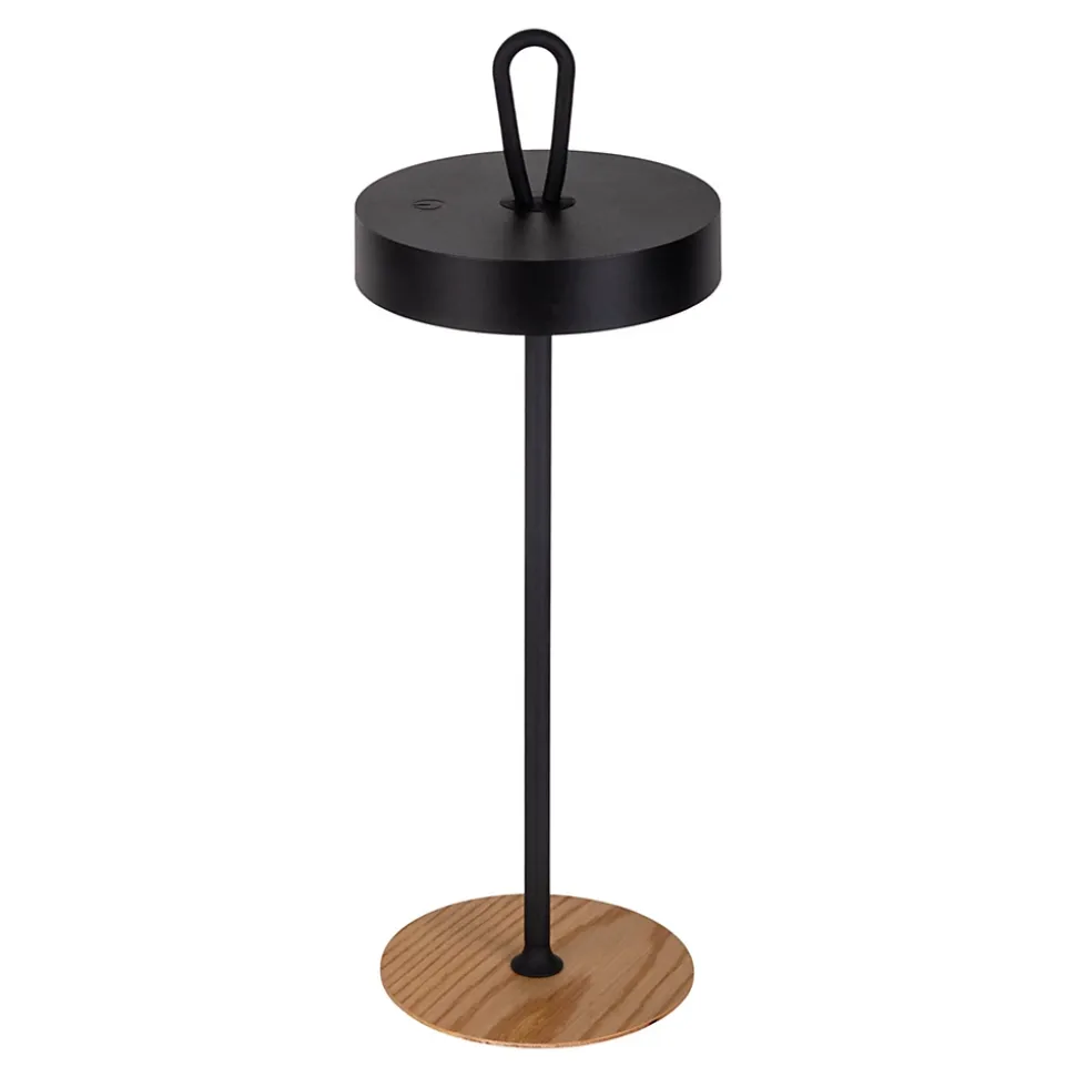 Lampe de table LED à accu magnétique pour l'extérieur et l'intérieur, en métal et plastique noir, hauteur 36 cm
