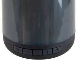 Lampe de table LED avec haut-parleur BT 'FESTA' pour l'extérieur en plastique noir avec LED intégrées, hauteur 18 cm