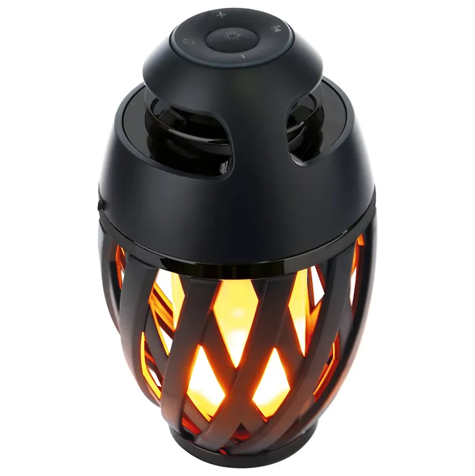 Lampe de table LED 'Muna' avec haut-parleur Bluetooth pour l'extérieur, en plastique noir, avec LED intégrée, hauteur 16,5 cm