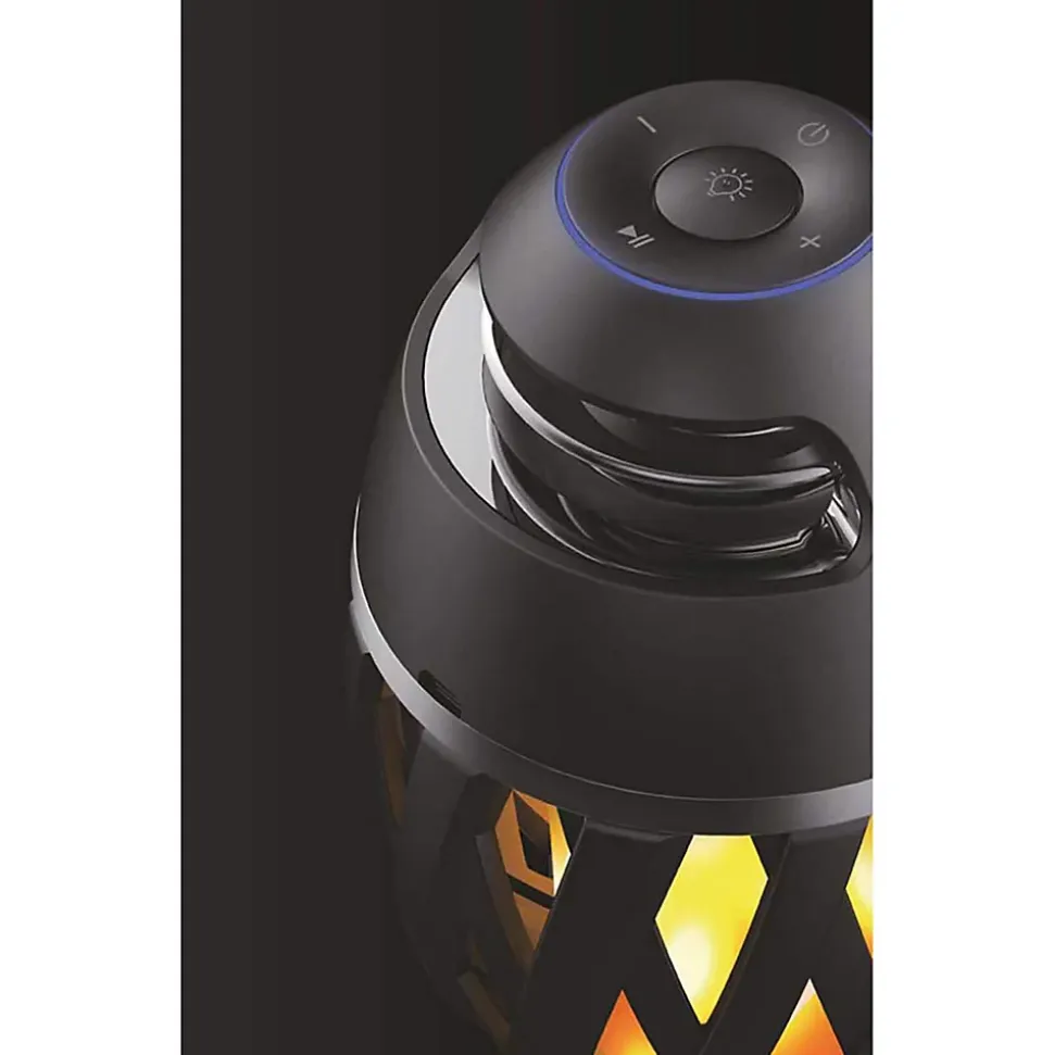 Lampe de table LED 'Muna' avec haut-parleur Bluetooth pour l'extérieur, en plastique noir, avec LED intégrée, hauteur 16,5 cm