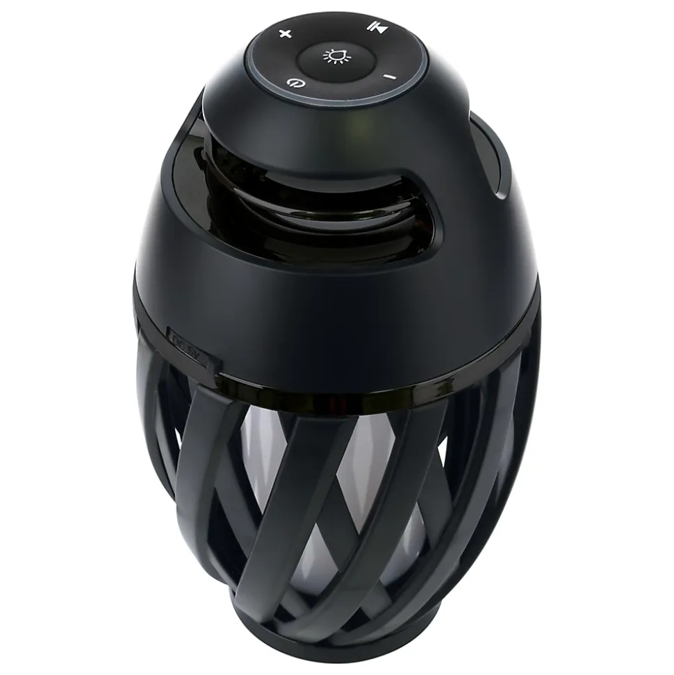 Lampe de table LED 'Muna' avec haut-parleur Bluetooth pour l'extérieur, en plastique noir, avec LED intégrée, hauteur 16,5 cm