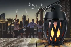 Lampe de table LED 'Muna' avec haut-parleur Bluetooth pour l'extérieur, en plastique noir, avec LED intégrée, hauteur 16,5 cm