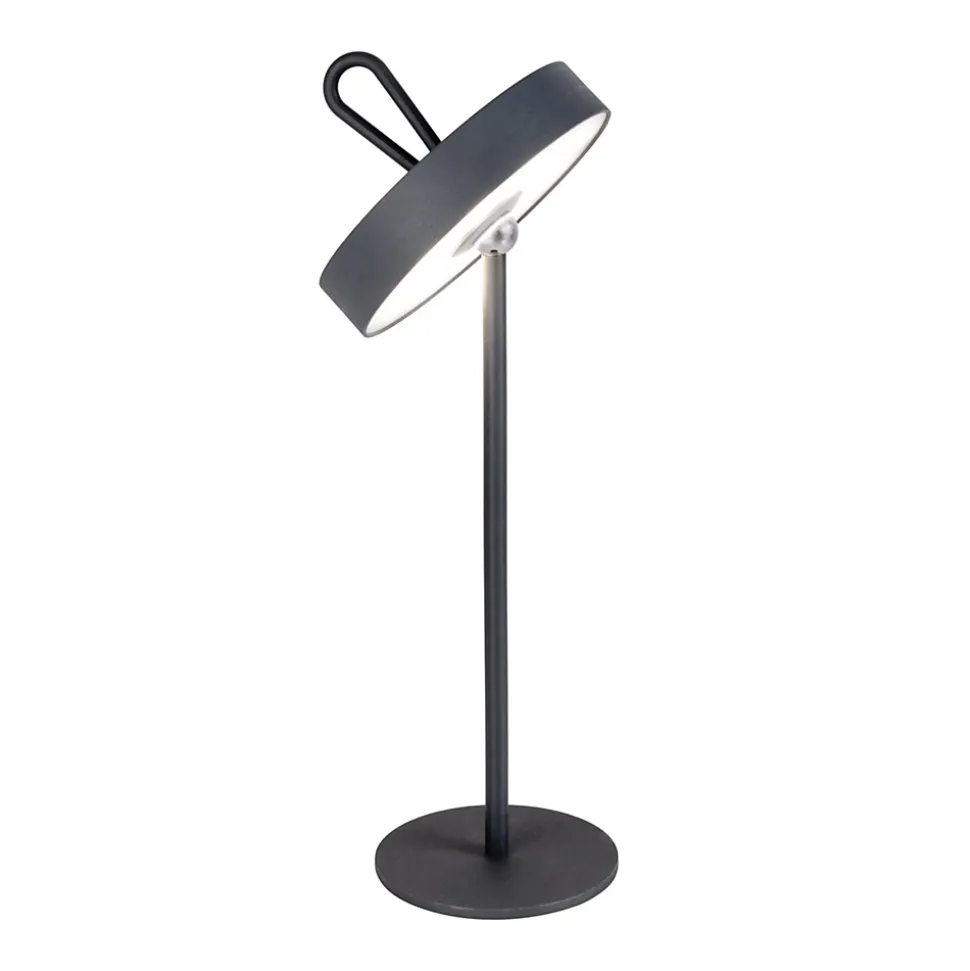 Lampe de table LED rechargeable magnétique 'ELLA' pour l'extérieur et l'intérieur, en métal et plastique gris, hauteur 35 cm