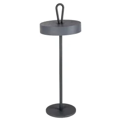 Lampe de table LED rechargeable magnétique 'ELLA' pour l'extérieur et l'intérieur, en métal et plastique gris, hauteur 35 cm