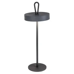 Lampe de table LED rechargeable magnétique 'ELLA' pour l'extérieur et l'intérieur, en métal et plastique gris, hauteur 35 cm