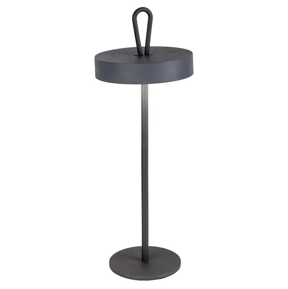 Lampe de table LED rechargeable magnétique 'ELLA' pour l'extérieur et l'intérieur, en métal et plastique gris, hauteur 35 cm
