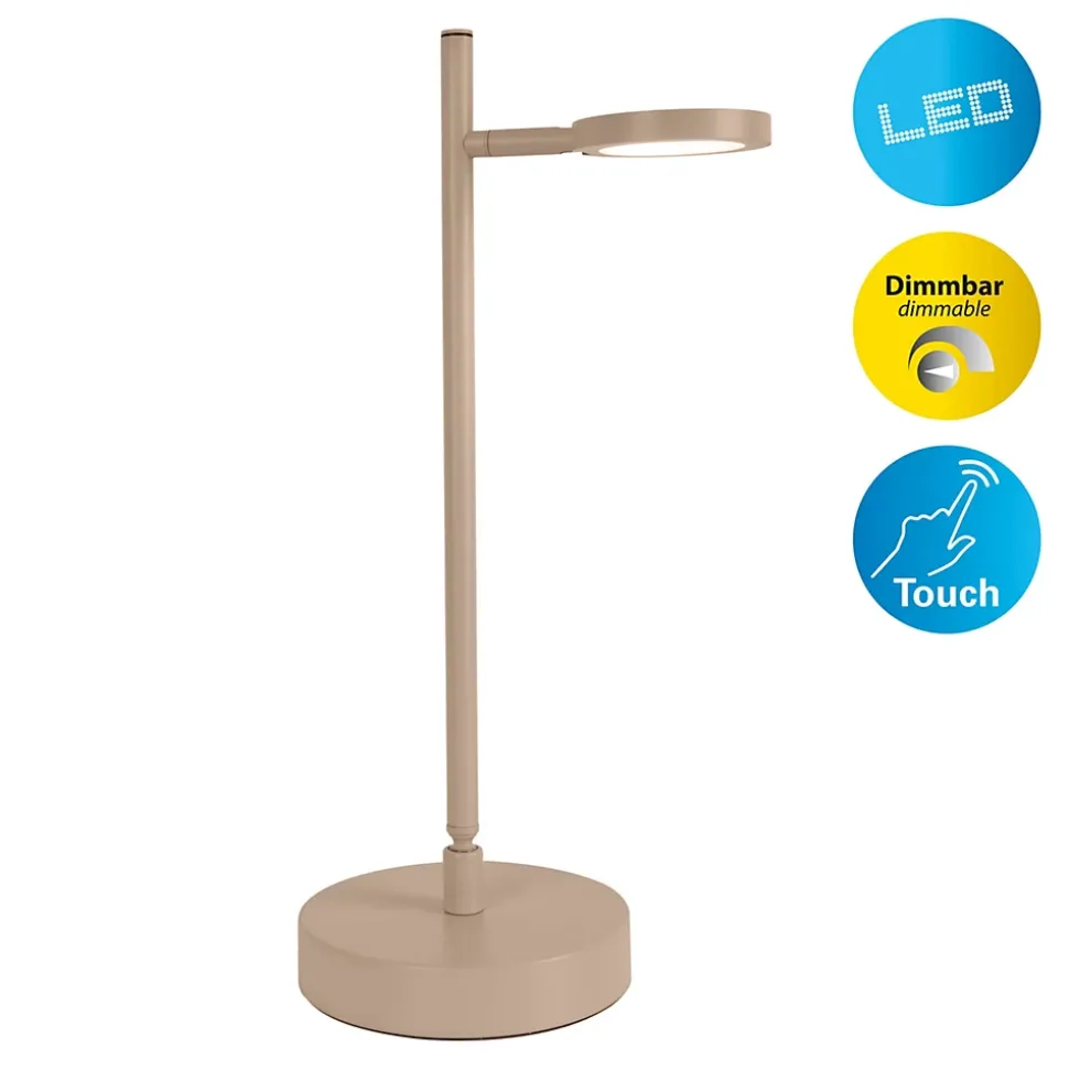 Lampe de table LED rechargeable LUPA 45cm aluminium Frosted Almonds plastique blanc LED variable capteur tactile hauteur 45cm