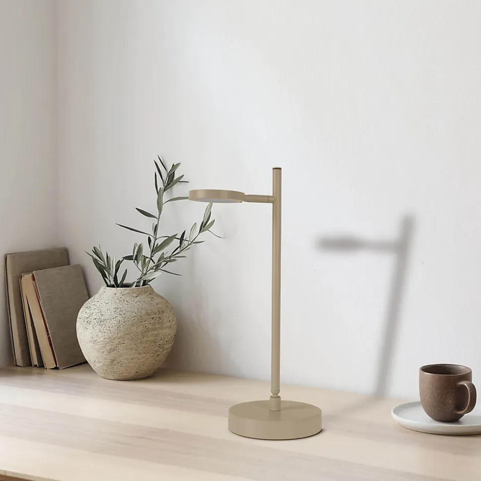 Lampe de table LED rechargeable LUPA 45cm aluminium Frosted Almonds plastique blanc LED variable capteur tactile hauteur 45cm