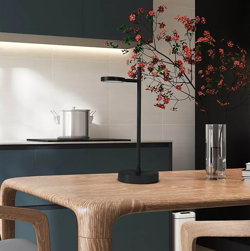 Lampe de table LED rechargeable LUPA 45cm aluminium noir et plastique blanc LED intégrées intensité variable capteur tactile