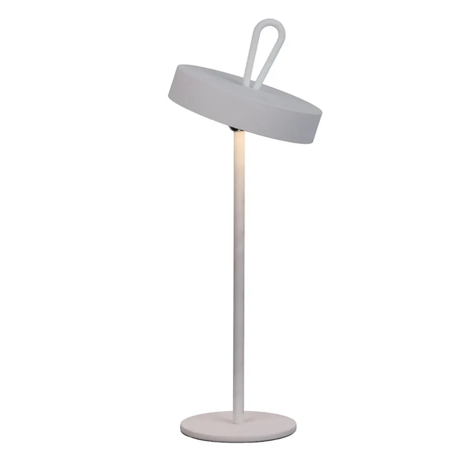 Lampe de table LED rechargeable magnétique 'ELLA' pour l'extérieur et l'intérieur, en métal et plastique blanc , hauteur 35 cm
