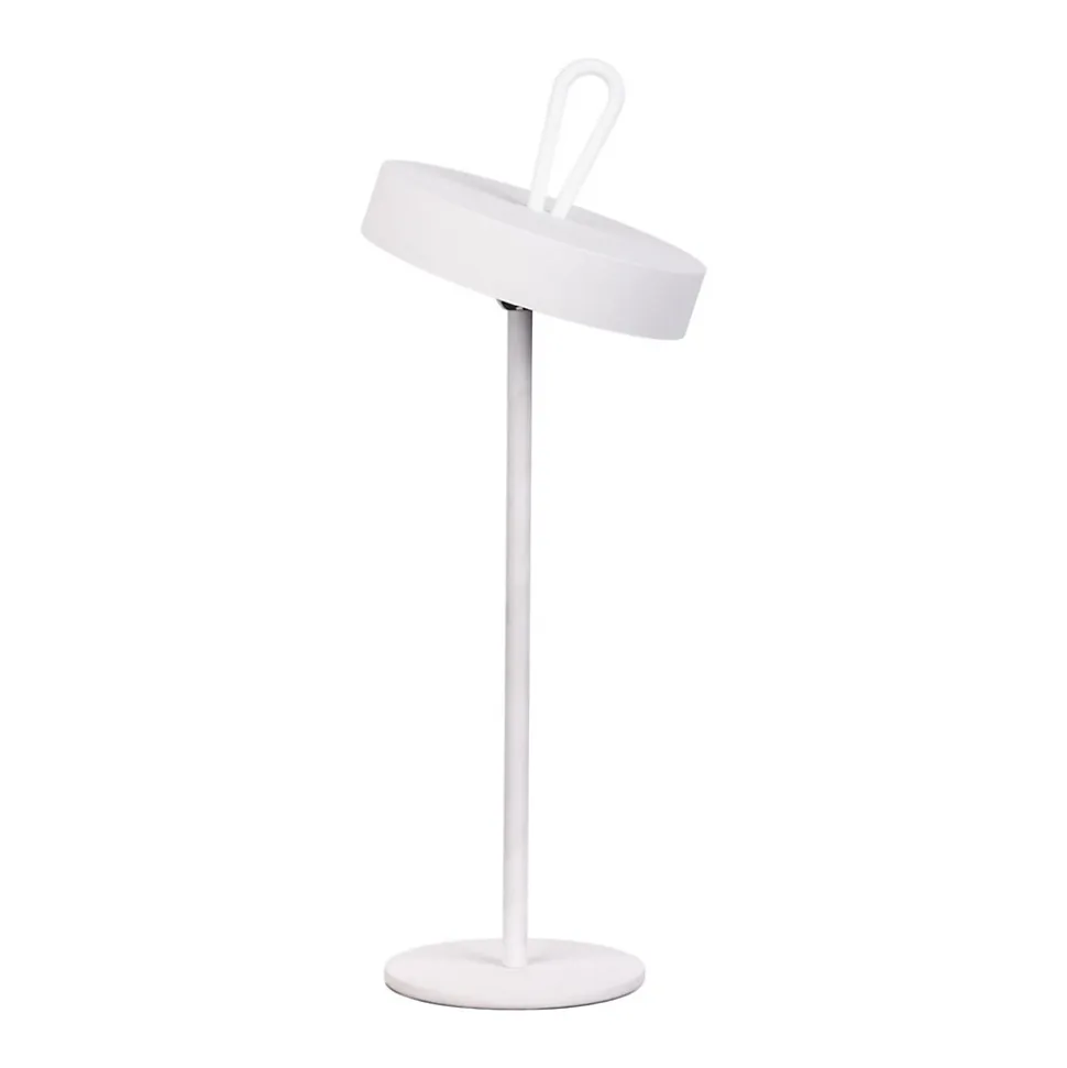 Lampe de table LED rechargeable magnétique 'ELLA' pour l'extérieur et l'intérieur, en métal et plastique blanc , hauteur 35 cm