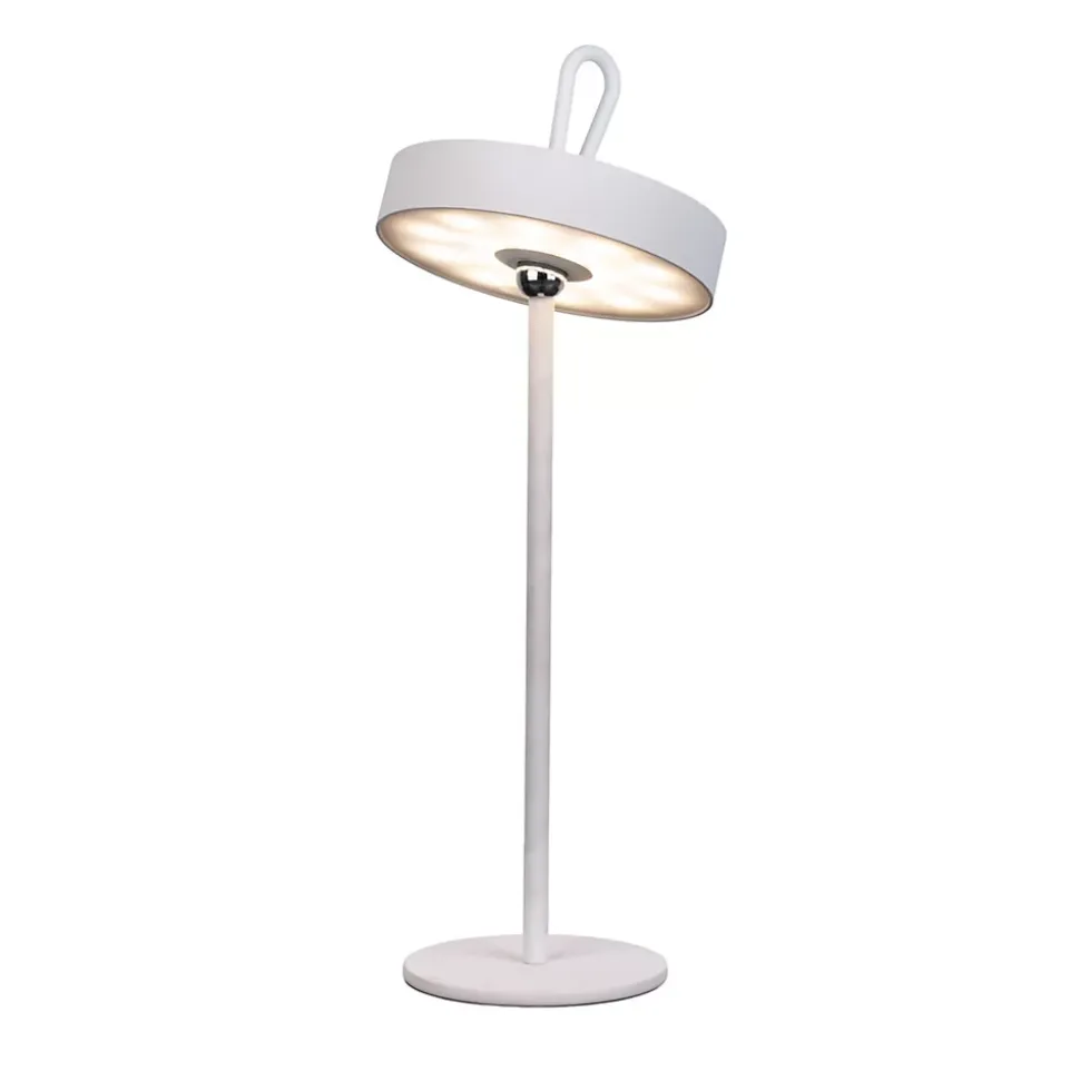 Lampe de table LED rechargeable magnétique 'ELLA' pour l'extérieur et l'intérieur, en métal et plastique blanc , hauteur 35 cm