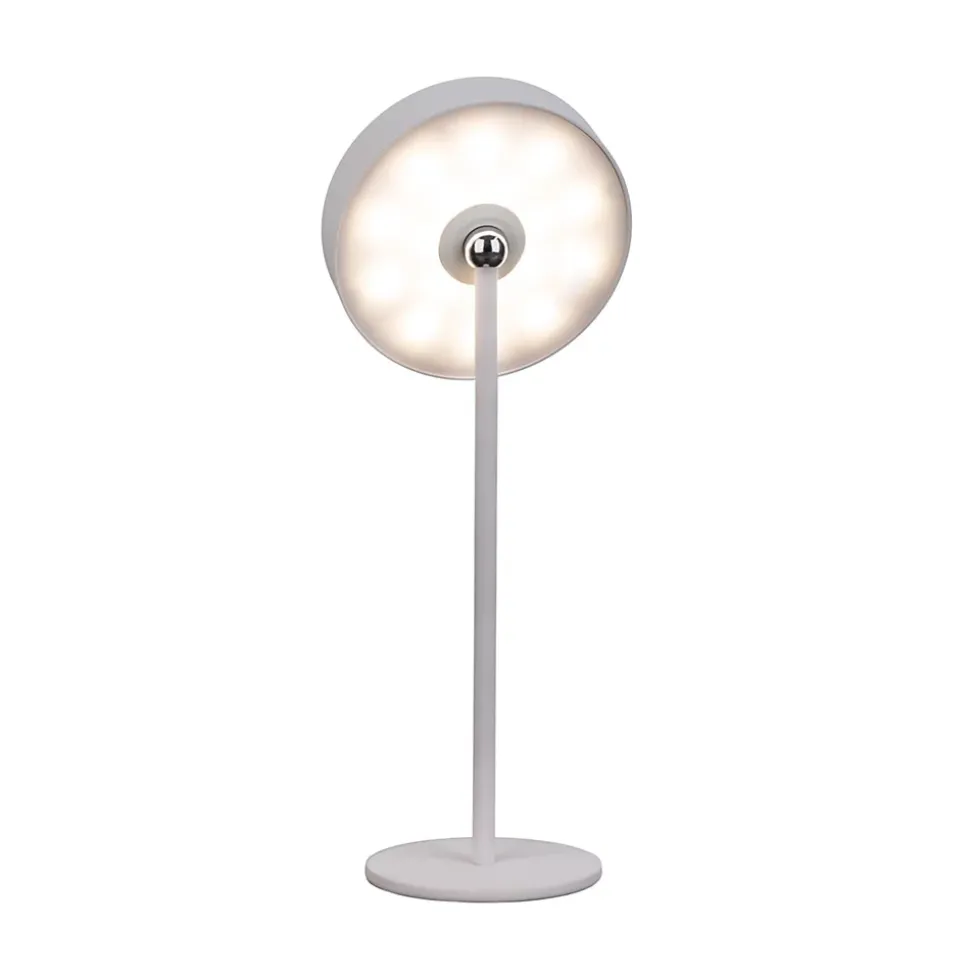 Lampe de table LED rechargeable magnétique 'ELLA' pour l'extérieur et l'intérieur, en métal et plastique blanc , hauteur 35 cm