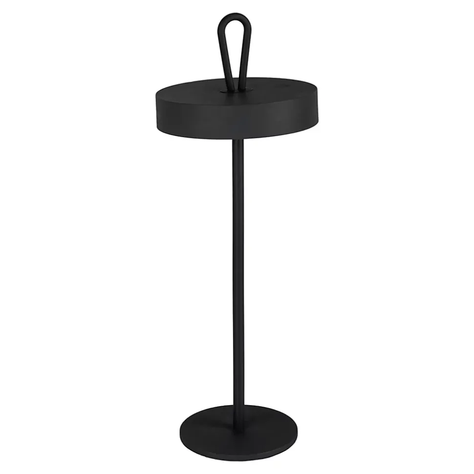 Lampe de table LED rechargeable magnétique 'ELLA' pour l'extérieur et l'intérieur, en métal et plastique noir, hauteur 35 cm
