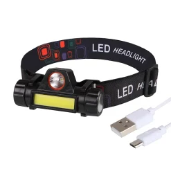 Lampe Frontale LED Waterproof Rechargeable USB - Réglable - Éclairage Puissant - Résistante Pluie et Humidité - x1