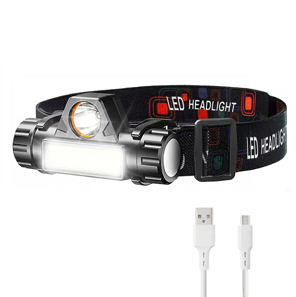 Lampe Frontale Torche Détachable Recharge USB Boîtier Orientable