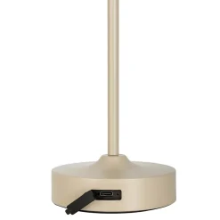 Lampe LED à accu/de table 'PINA' 30 cm de haut, en métal (beige) et verre (blanc), LEDs intégrés, blanc chaud