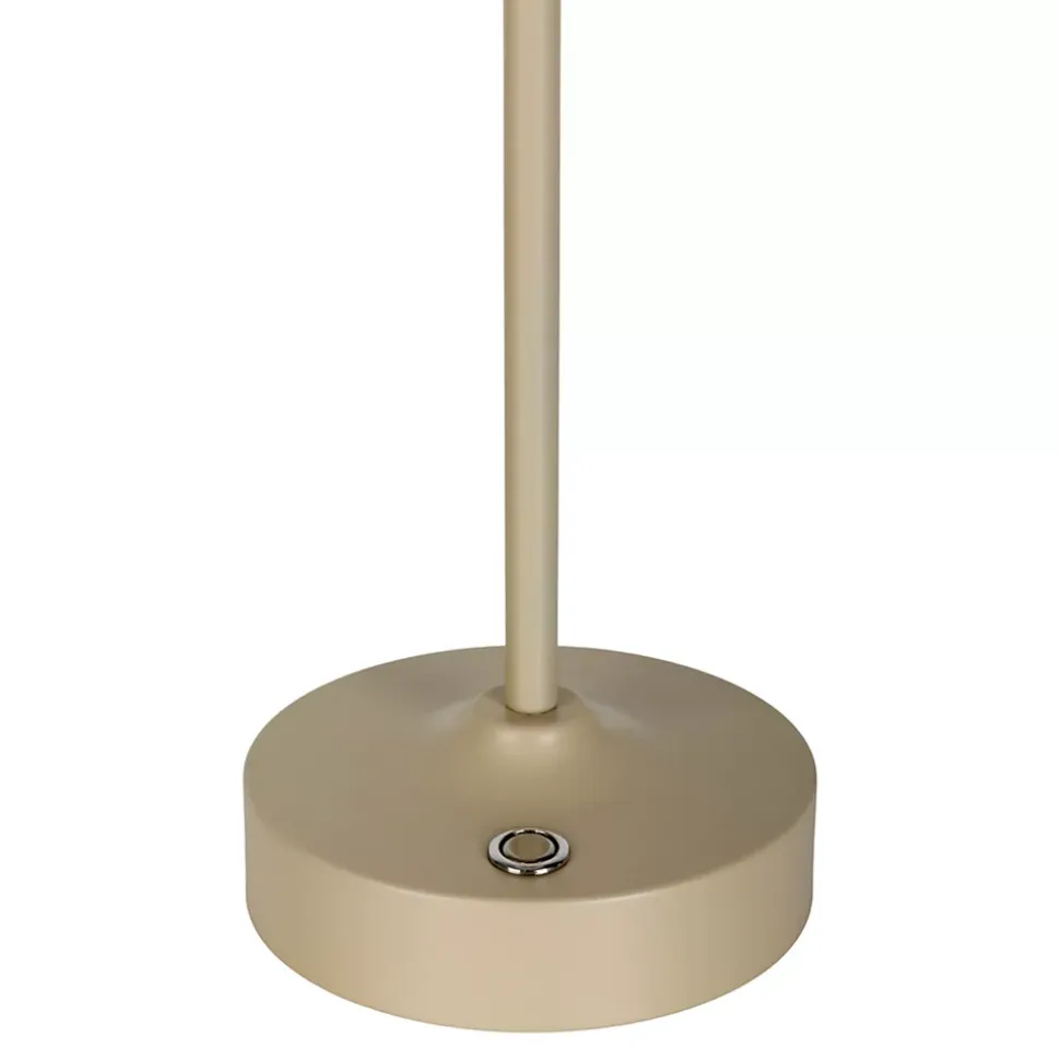 Lampe LED à accu/de table 'PINA' 30 cm de haut, en métal (beige) et verre (blanc), LEDs intégrés, blanc chaud