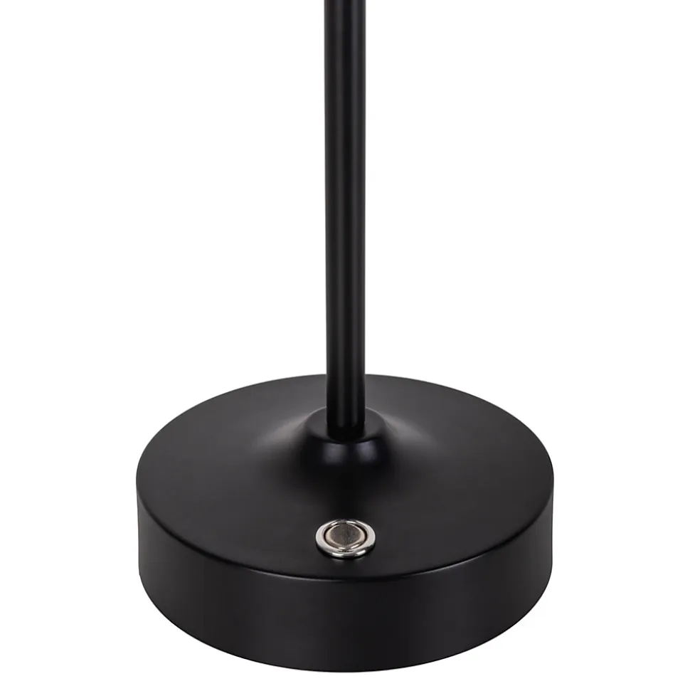 Lampe LED à accu/de table 'PINA' 30 cm de haut, en métal (noir) et verre (blanc), LEDs intégrés, blanc chaud