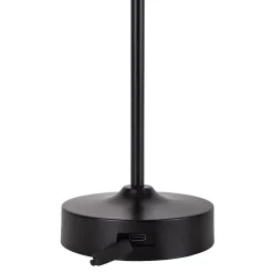 Lampe LED à accu/de table 'PINA' 30 cm de haut, en métal (noir) et verre (blanc), LEDs intégrés, blanc chaud