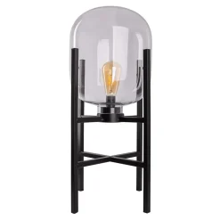 Lampe LED sur socle 'LORA' hauteur 58 cm, en métal et verre, en métal noir et verre clair, pour l'intérieur et l'extérieur