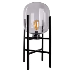 Lampe LED sur socle 'LORA' hauteur 58 cm, en métal et verre, en métal noir et verre clair, pour l'intérieur et l'extérieur
