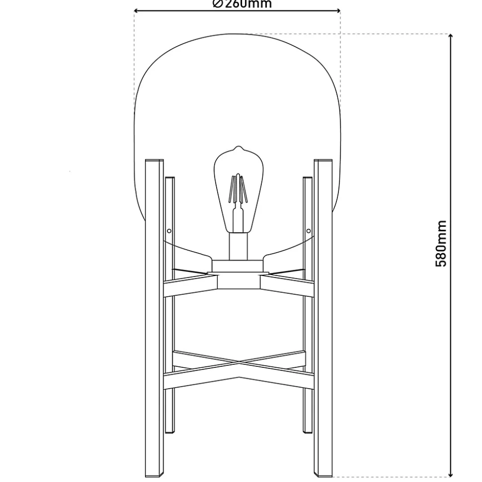 Lampe LED sur socle 'LORA' hauteur 58 cm, en métal et verre, en métal noir et verre clair, pour l'intérieur et l'extérieur