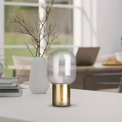 Lampe table accu ALBERO métal laiton verre LED fixes dimmable capteur tactile hauteur 25cm