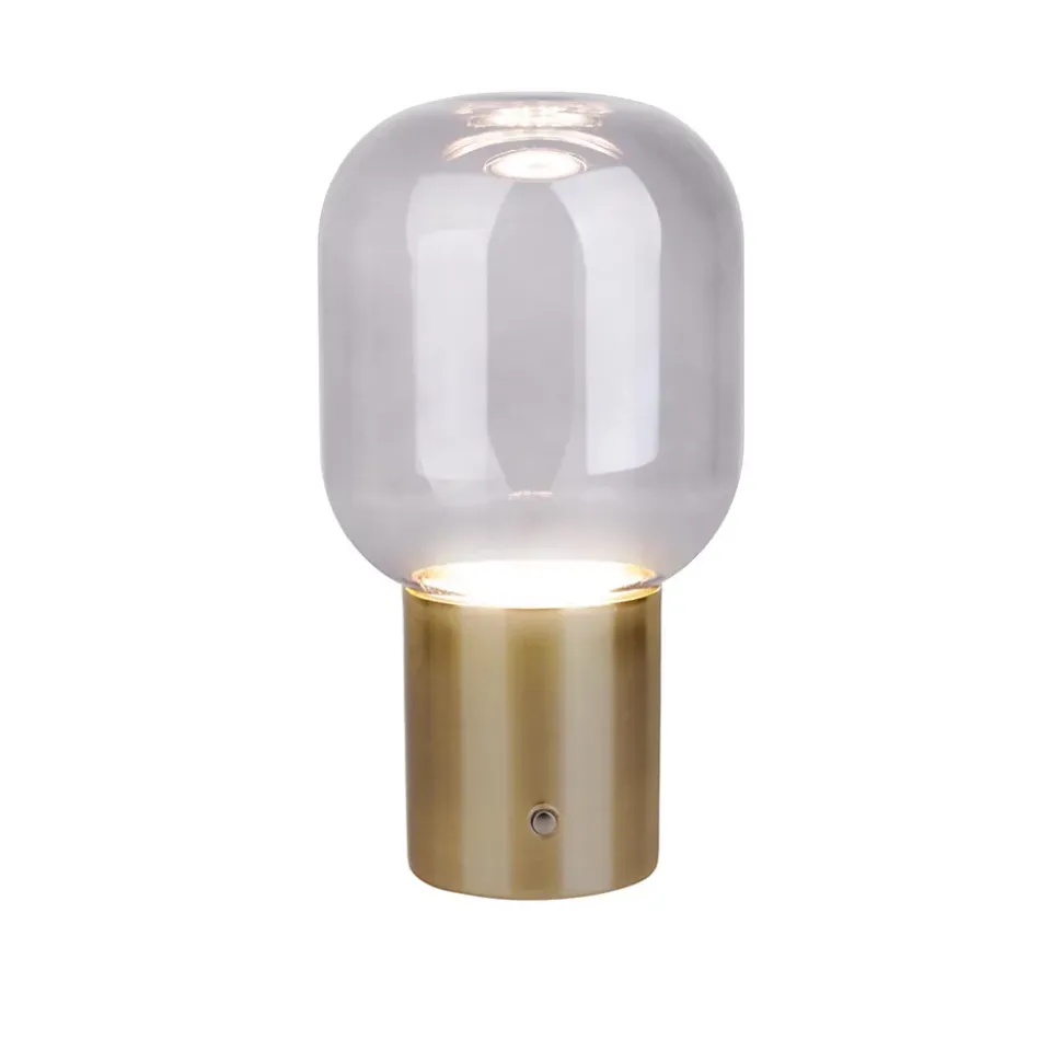 Lampe table accu ALBERO métal laiton verre LED fixes dimmable capteur tactile hauteur 25cm
