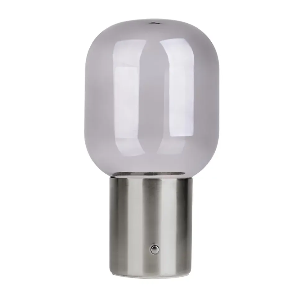 Lampe table accu ALBERO métal chromé verre LED fixes dimmable capteur tactile hauteur 25cm