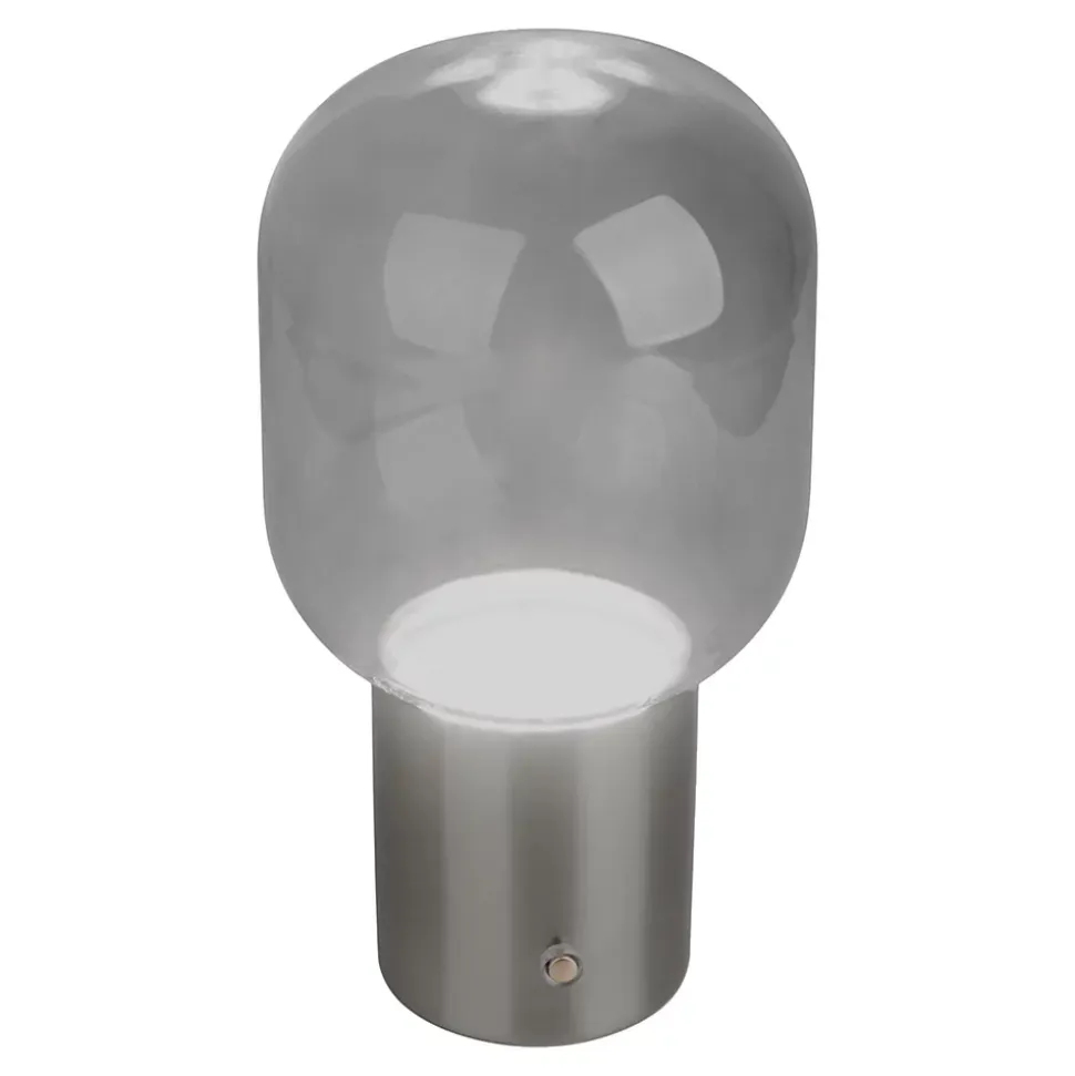 Lampe table accu ALBERO métal chromé verre LED fixes dimmable capteur tactile hauteur 25cm