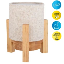 Lampe table accu MADITA H 19cm blanc naturel LED intégrée intensité variable capteur tactile