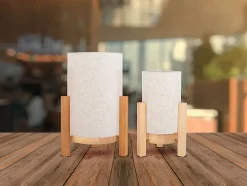 Lampe table accu MADITA H 25cm blanc naturel LED intégrée intensité variable capteur tactile