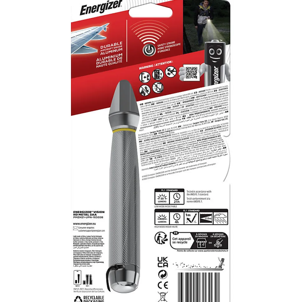 LAMPE TORCHE METAL VISION HD 2AA - 400 LUMENS