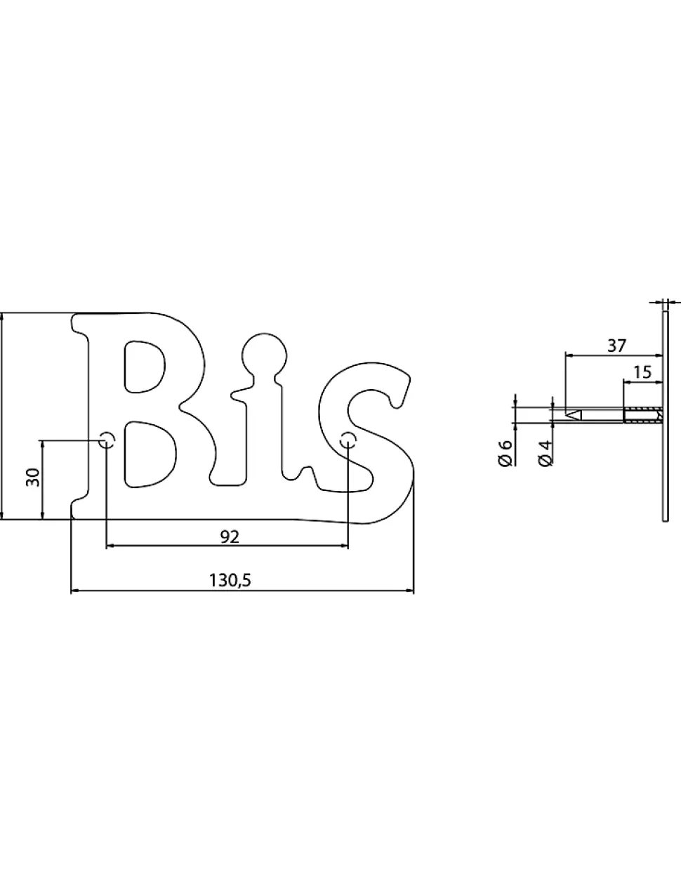 Lettre BIS inox H.76mm à visser - THIRARD