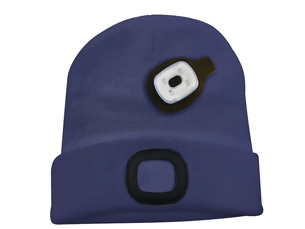LIGHTHOUSE : Bonnet avec frontale LED rechargeable. Bleu