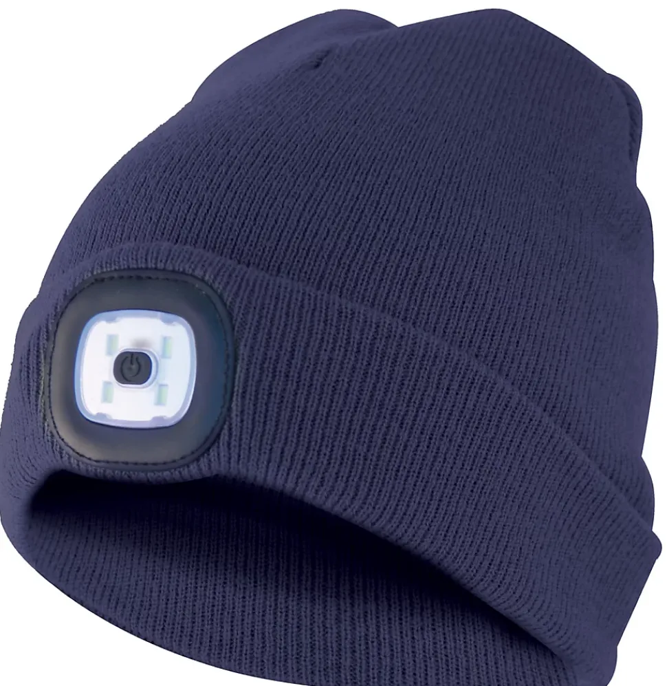 LIGHTHOUSE : Bonnet avec frontale LED rechargeable. Bleu