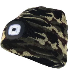 LIGHTHOUSE : Bonnet avec frontale LED rechargeable. Camouflage
