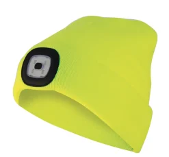 LIGHTHOUSE : Bonnet avec frontale LED rechargeable. Jaune fluo