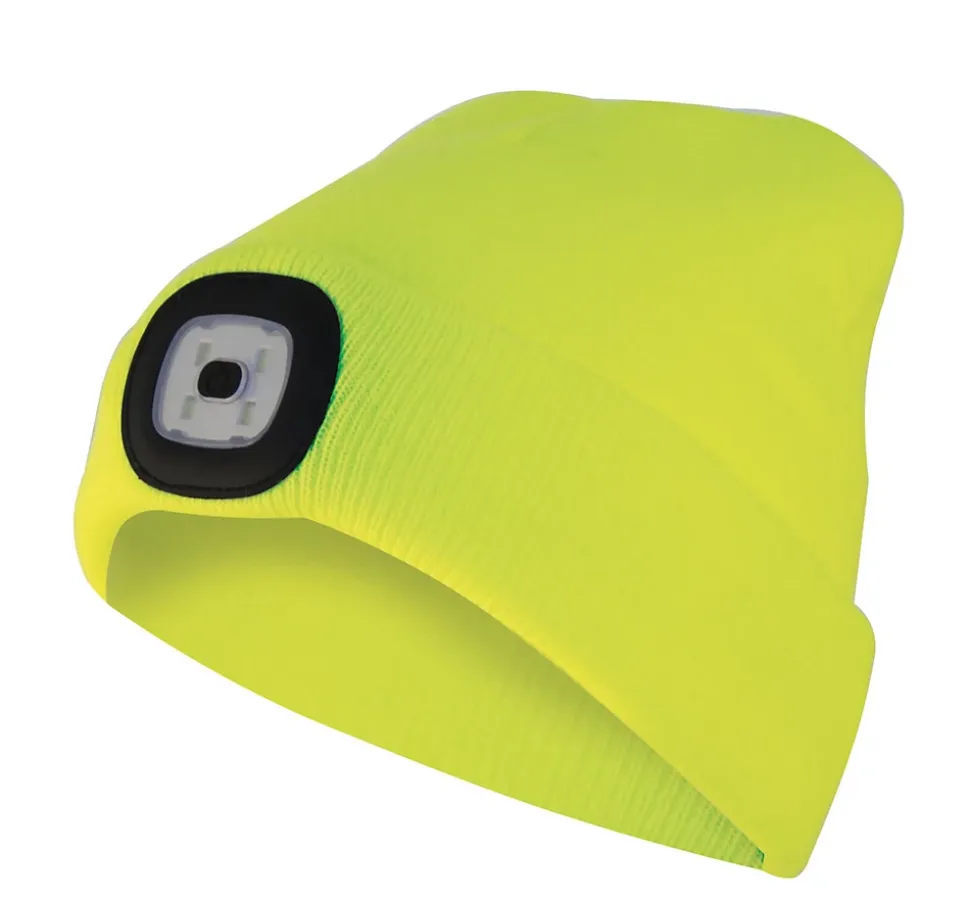 LIGHTHOUSE : Bonnet avec frontale LED rechargeable. Jaune fluo